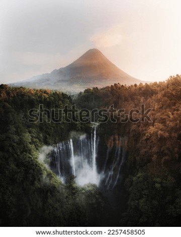 View of Mount Bromo and Tumpak Sewu Waterfalls, Indonesia Royalty-Free Stock Photo #2257458505