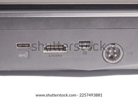 Laptop Connector Ports, Isolated on White Background