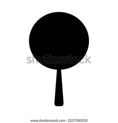 Illustration of black tree silhouette isolated on a flat background in a doodle style. Nature clipart. Outdoor landscape forest or park design element. Simple plant shape. Tree icon or logo template.
