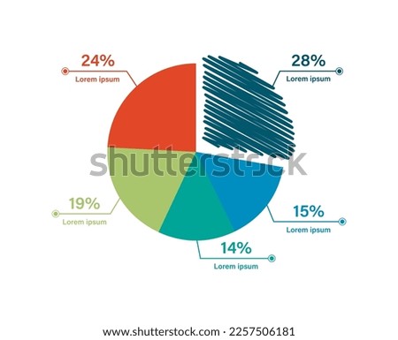 Pie chart infographic element on background. Vector illustration