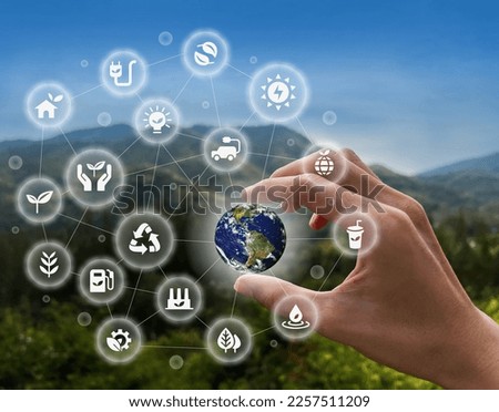 Sustainable development goals of promote clean energy, Renewable green business. sustainability 
on renewable energy and growing ecological on green energy. Elements of this image furnished by NASA