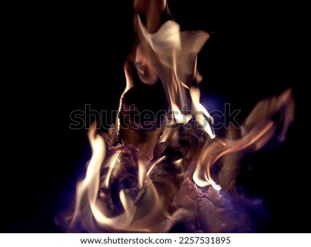 Fire, fire burning in wood, picture of fire with black background