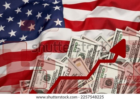 United State of America flag and money banknotes