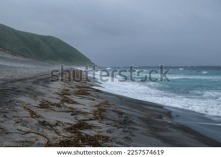 Pacific coast landscape in cloudy weather nobody horizon