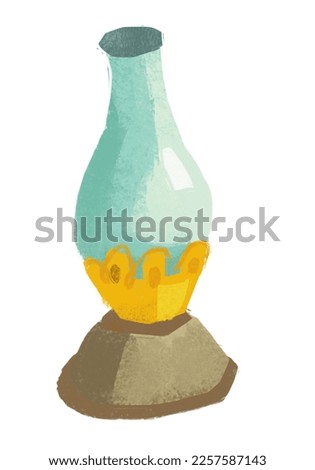 cartoon mining tool - oil lamp on white background - illustration