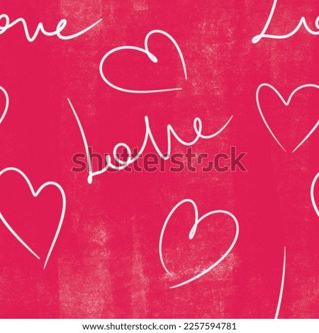 seamless abstract pattern background fabric fashion design print digital illustration texture wallpaper with valentines hearts and love lettering