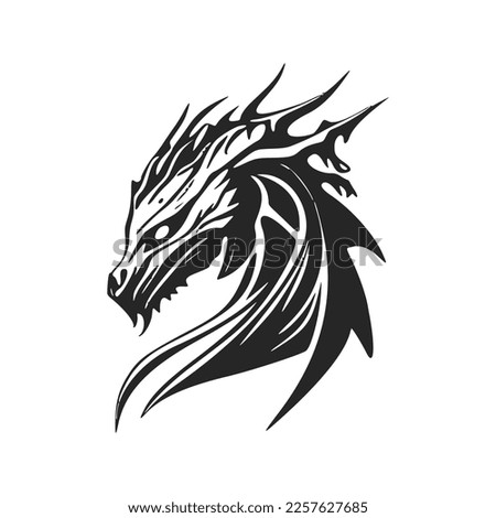 Make a bold statement with our striking black and white minimalist dragon logo.