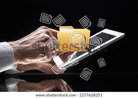 Data transfer concept, digital folder, and tablet computer