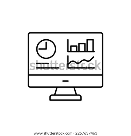 Admin line icon dashboard. Simple outline style. Template panel user, data analysis, agency, chart, business linear sign. Isolated vector illustration on a white background. the strokes Royalty-Free Stock Photo #2257637463