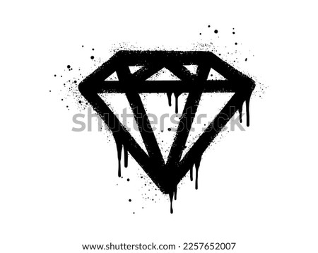 Spray painted graffiti diamond sign in black over white. Diamond drip symbol. isolated on white background. vector illustration