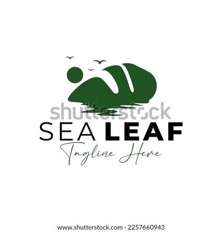 sea leaf illustration logo design