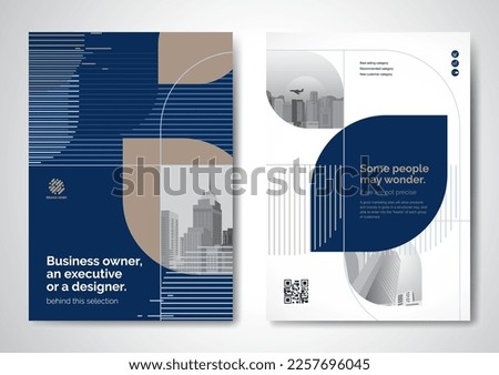 Template vector design for Brochure, AnnualReport, Magazine, Poster, Corporate Presentation, Portfolio, Flyer, infographic, layout modern with blue color size A4, Front and back, Easy to use and edit. Royalty-Free Stock Photo #2257696045