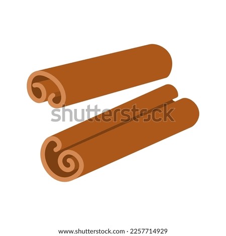 Cinnamon sticks isolated on white. Christmas spices cinnamon. Vector illustration Royalty-Free Stock Photo #2257714929