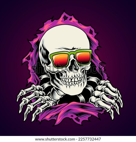 Retro skull skeleton vector illustration