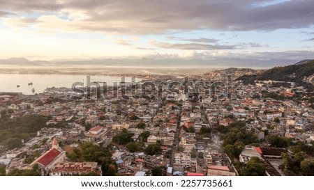 Aerial View of Cap-Haitien, Haiti Cityscape at Sunrise Royalty-Free Stock Photo #2257735661