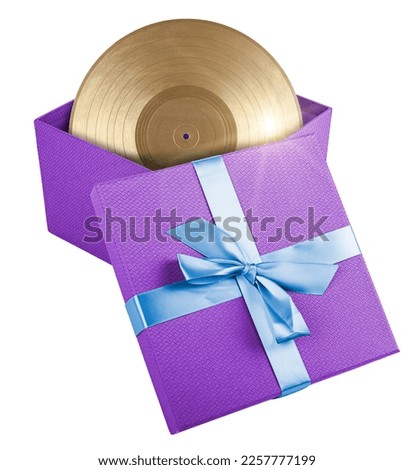 gift box with gold vinyl record