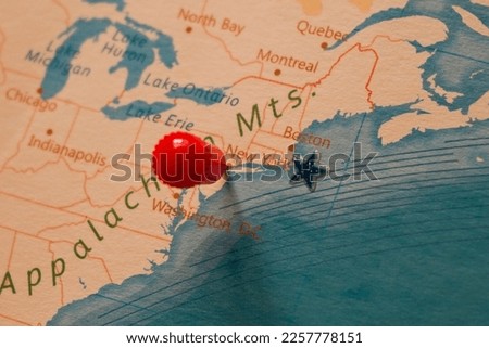 A Red Pin on New York, US of the World Map