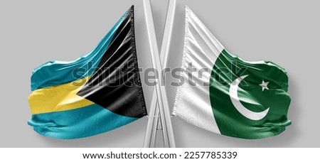 Flags of Pakistan and Bahamas friendship waving flag - image