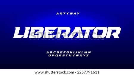 Speed race alphabet, adrenaline powerful letters, extreme explosive font for sport logo, automotive headline, dynamic typography, game design. Vector typographic design Royalty-Free Stock Photo #2257791611