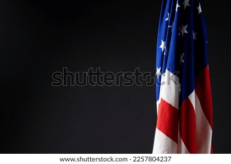 Flag of usa on black background, with copy space. Memorial day, patriotism and celebration concept.