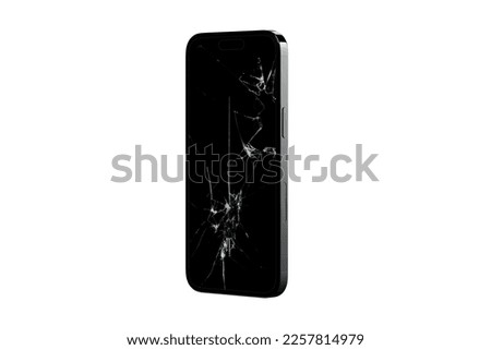 3d rendered Broken Screen Mobile Phone - Smashed Screen Mobile Phone isolated on white background