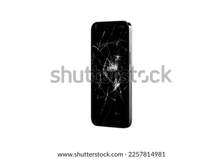 3d rendered Broken Screen Mobile Phone - Smashed Screen Mobile Phone isolated on white background Royalty-Free Stock Photo #2257814981