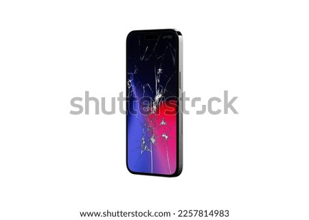 3d rendered Broken Screen Mobile Phone - Smashed Screen Mobile Phone isolated on white background Royalty-Free Stock Photo #2257814983