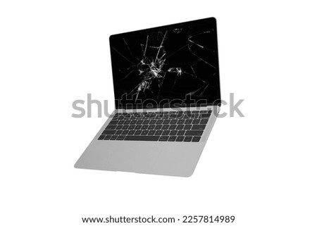 Broken Screen Laptop - Smashed Screen Laptop - 3D Rendered LCD Broken Laptop Royalty-Free Stock Photo #2257814989