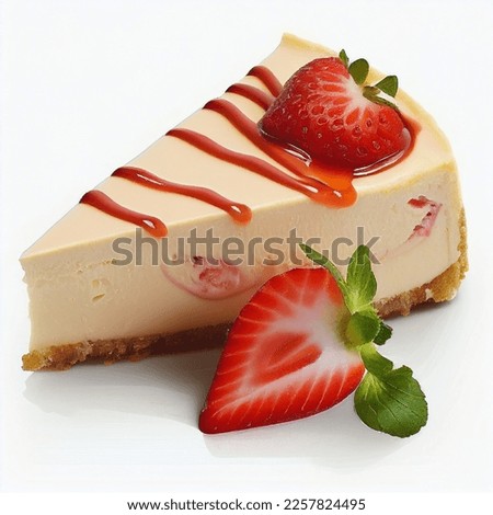 Delicious and smooth piece of Strawberry Cheesecake with fresh strawberry isolated on white background Royalty-Free Stock Photo #2257824495