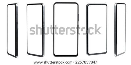 Blank form of smartphone frame collection with white background for add template infographic or presentation and advertisement. Technology and object with clipping path.