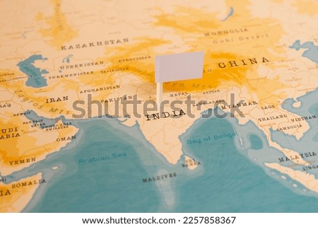 White Empty Flag on India of The World Map