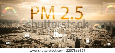 City view and sky show smog air pollution Smog city from PM 2.5 dust, Cityscape of buildings with bad weather and yellow smoke. PM 2.5 and air pollution ,Combustion from smoke and car exhaust pipes Royalty-Free Stock Photo #2257866829
