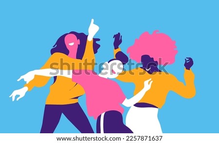 Vector illustration of a happy dancing girls Royalty-Free Stock Photo #2257871637