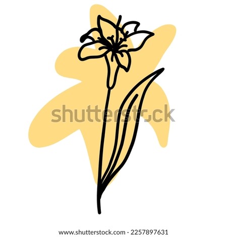 Flower with colorful brush in flat doodle cartoon style. Vector illustration isolated on white background.