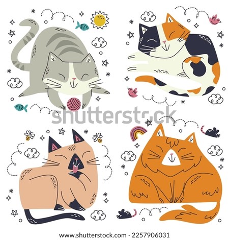 Vector image with cute cats.