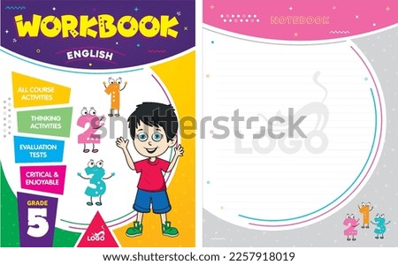 Cover and notebook design adapted for educational books.