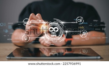 DevOps concept, software development and IT operations, agile programming Royalty-Free Stock Photo #2257936991