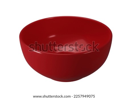Empty red bowl on white background Royalty-Free Stock Photo #2257949075