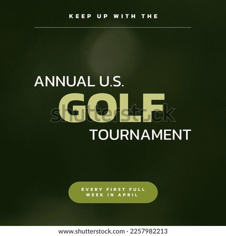 Square image of annual us golf tournament over dark green background. Golf, sport, competition and rivalry concept.