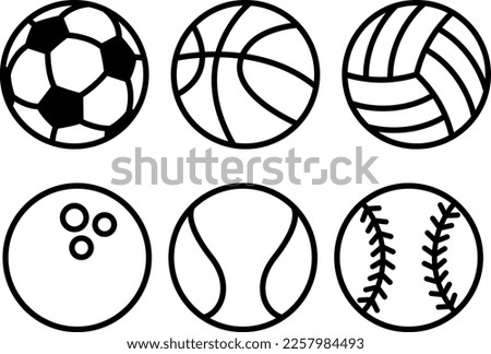 6 types of sports balls clip art set. Perfect for sports activities.