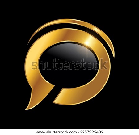 A vector Illustration in black background with gold shine effect of Golden Circle Chat Logo Vector Illustration