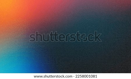 Dark blue-green with the addition of orange-purple shades grainy gradient background, blurred color wave pattern with noise texture, wide banner size. Royalty-Free Stock Photo #2258001081
