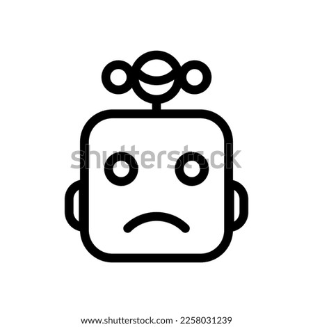 Cute robot line icon. Chatbot face robot. Modern vector icon isolated on white background.