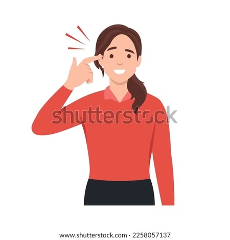 Young woman touching his temples and remembering something. Man holding finger on head and feeling tired exhausted. Flat vector illustration isolated on white background Royalty-Free Stock Photo #2258057137