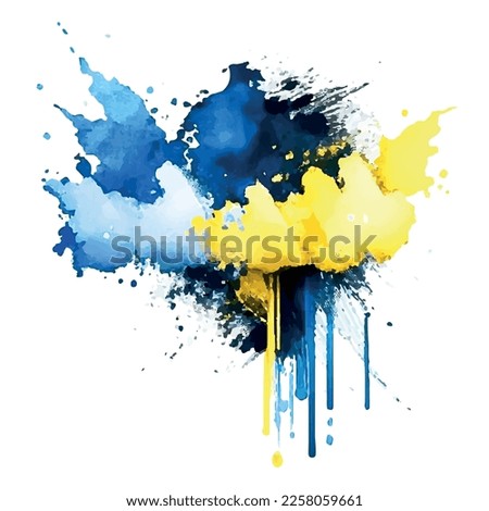 An explosion in a watercolor style of yellow and blue colors. Colors of the flag of Ukraine.