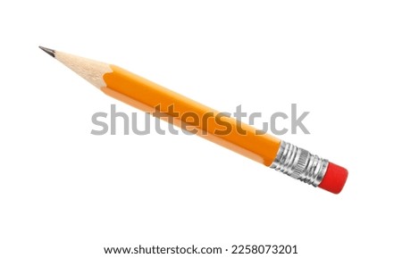 Short graphite pencil with eraser isolated on white. School stationery Royalty-Free Stock Photo #2258073201