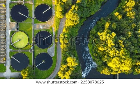 Water treatment plant. Recycling plant top view Royalty-Free Stock Photo #2258078025