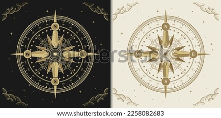 Ancient compass art golden illustration Royalty-Free Stock Photo #2258082683