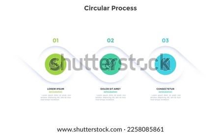 Informative circular process infographic chart for digital technology demonstration. Privacy online infochart with thin line icons. Instructional graphics with 3 steps sequence design for web pages Royalty-Free Stock Photo #2258085861