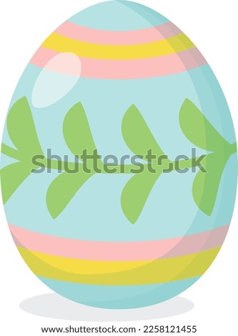 Easter egg with green twig on white background. Vector illustration.